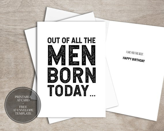 Happy Birthday Card For Him
 PRINTABLE Funny Birthday Card INSTANT DOWNLOAD Birthday