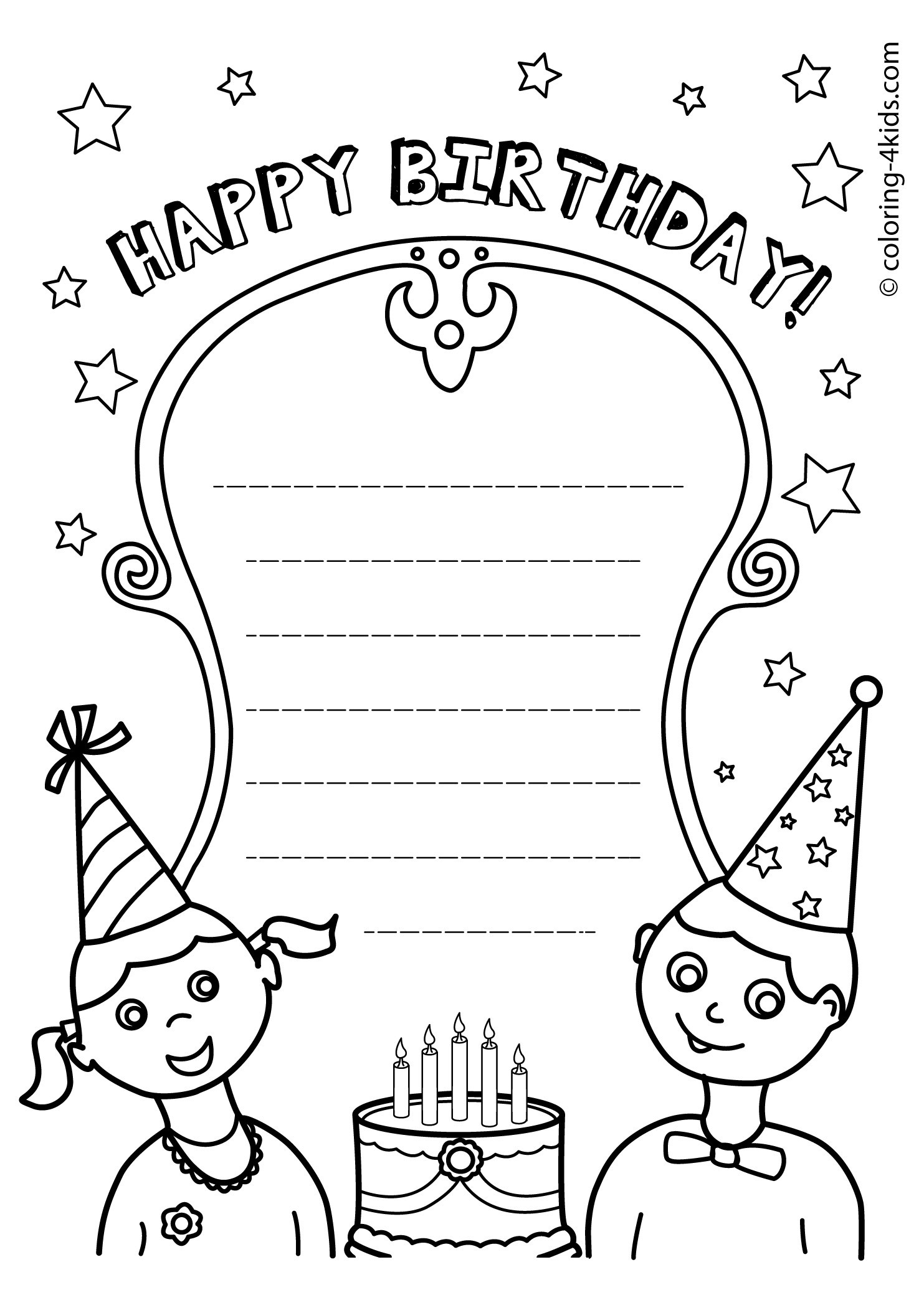 Happy Birthday Coloring Pages For Boys
 50 Gorgeous Coloring Birthday Cards