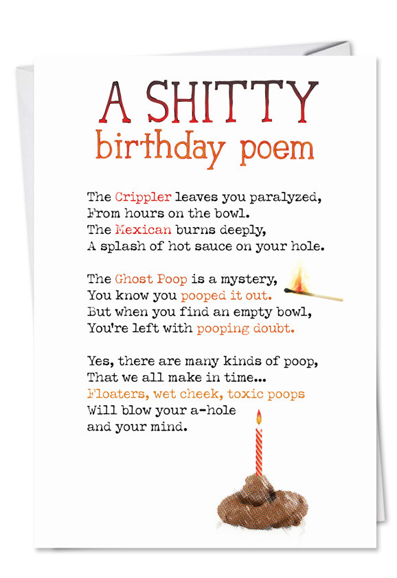 Happy Birthday Poem Funny
 Shitty Poem Funny Dirty Birthday Card – NobleWorks Cards