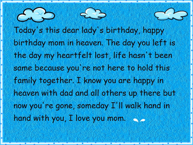 Happy Birthday Quotes For Mom In Heaven
 Mom in Heaven Birthday Quotes for Status