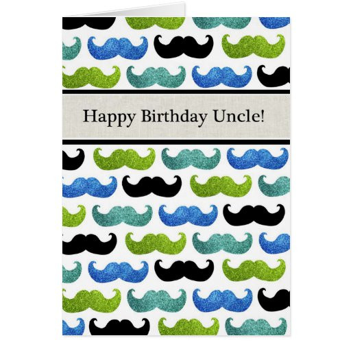 Happy Birthday Uncle Cards
 Blue Mustache pattern Happy Birthday Uncle Greeting