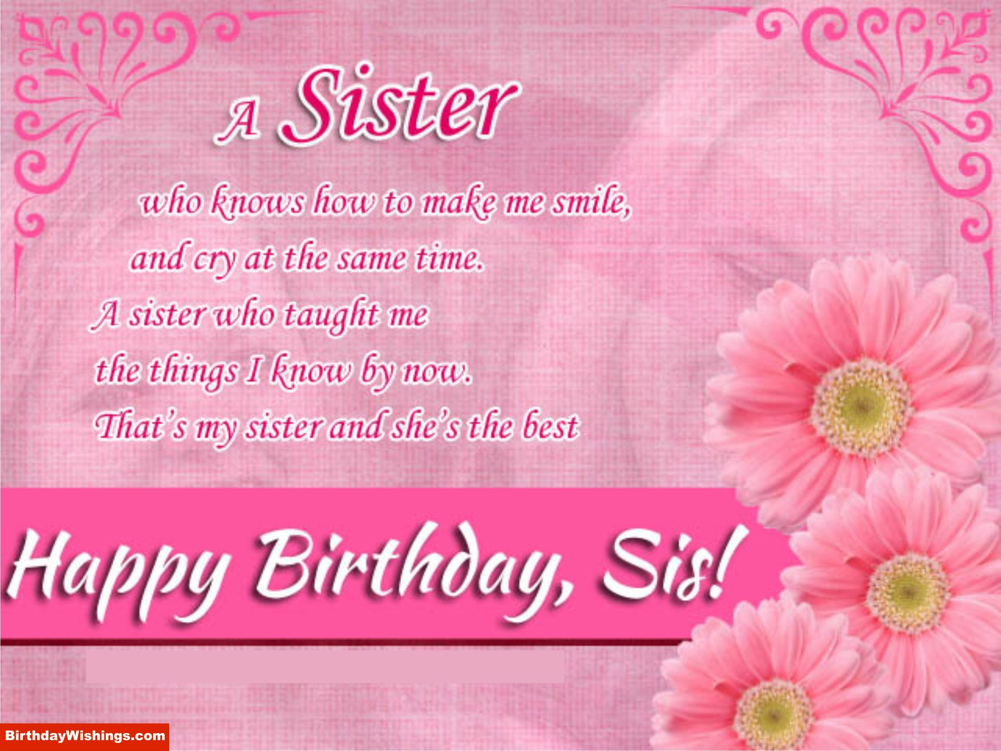 Happy Birthday Wishes To My Sister
 Birthday Poem For Sister