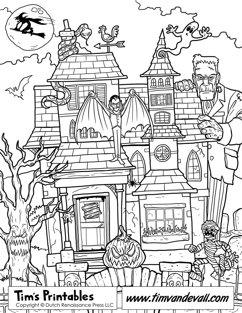 Haunted House Coloring Pages Printables
 Printable Haunted House Coloring Page