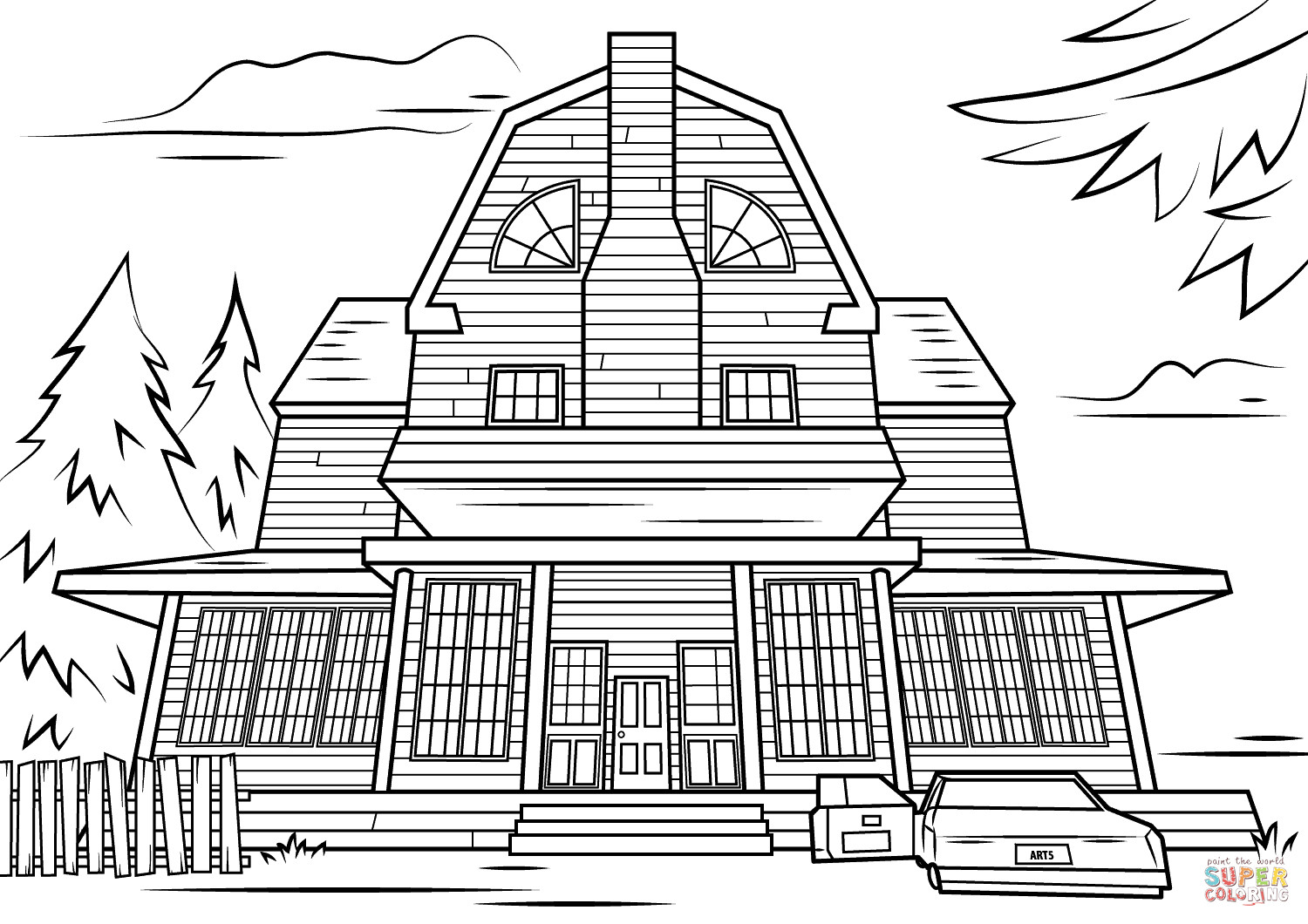 Haunted House Coloring Pages Printables
 Scary Haunted House coloring page