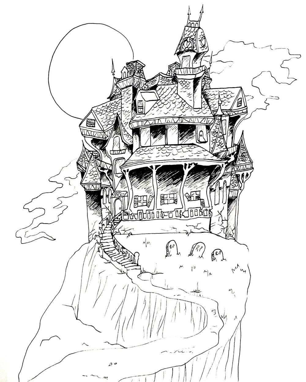 Haunted House Coloring Pages Printables
 Haunted House Coloring Page
