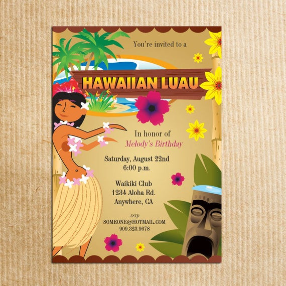 Hawaiian Birthday Invitations
 Hawaiian Luau Party Invitation Stationery by
