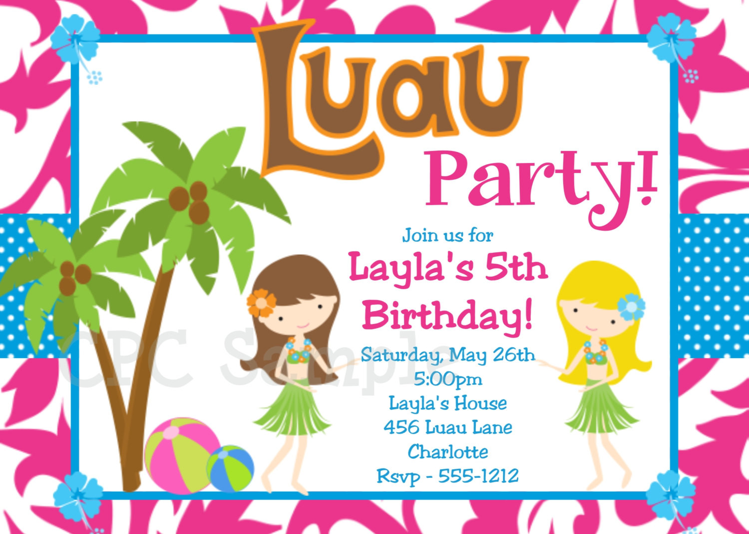 Hawaiian Birthday Invitations
 20 Luau Birthday Invitations Designs Birthday Party