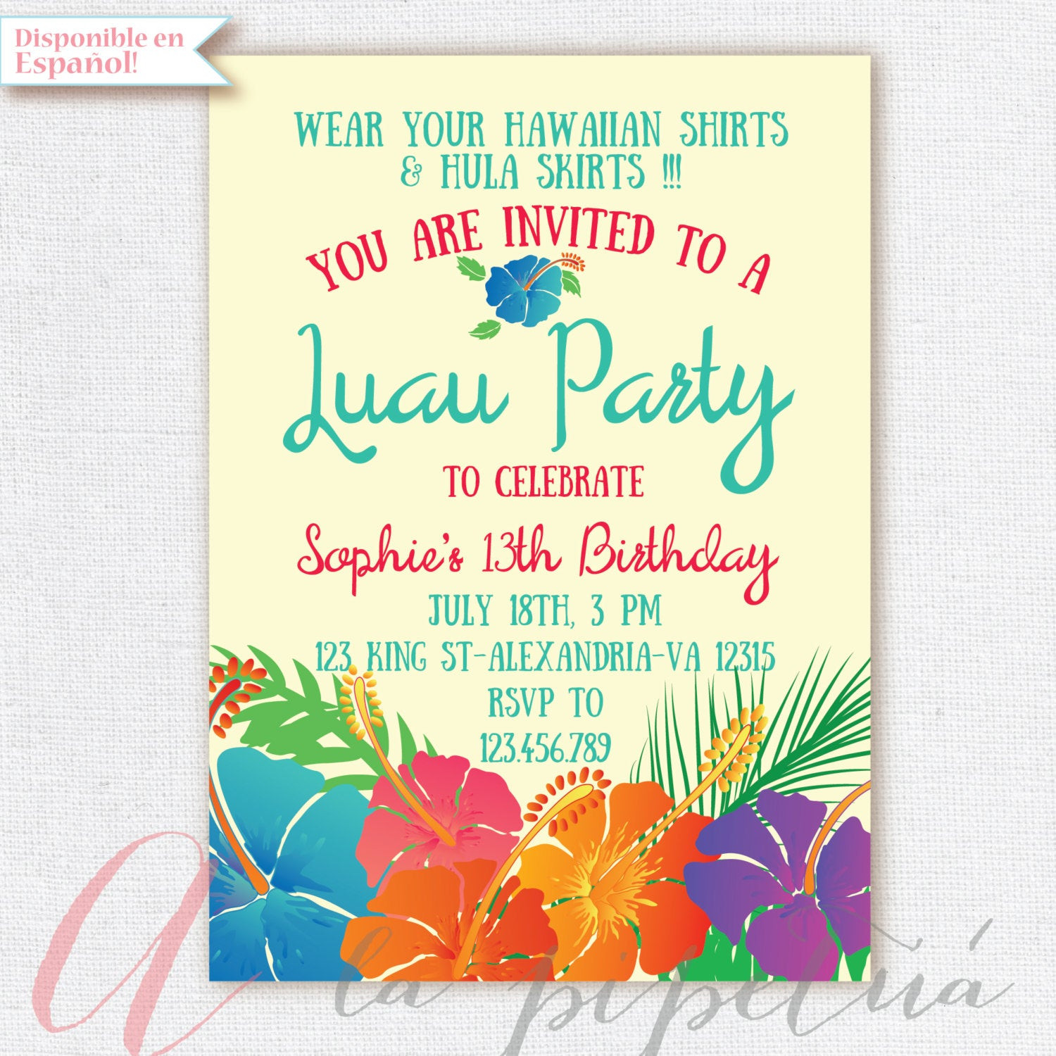 Hawaiian Birthday Invitations
 Luau Invitation Birthday Party Hawaiian party invitation