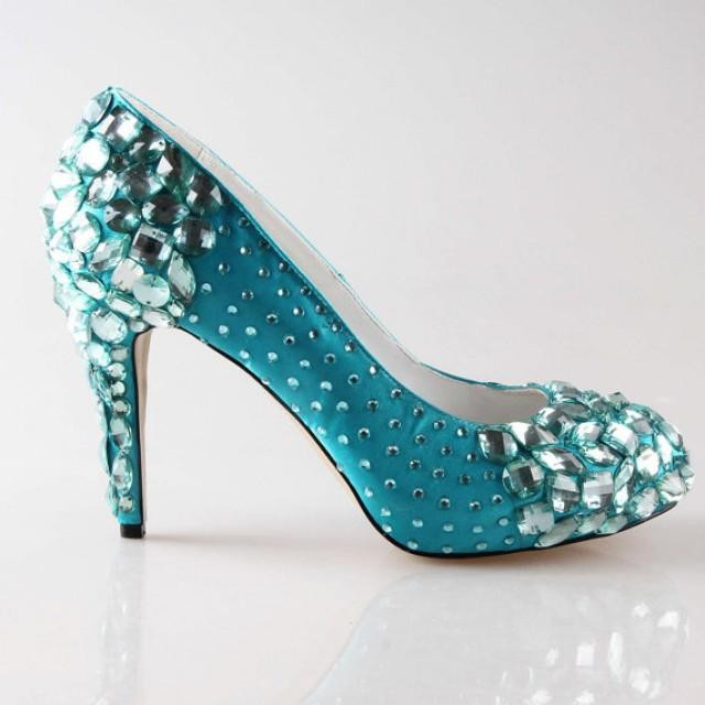 High End Wedding Shoes
 High End Turquoise Oasistiffany Blue Crystal Shoes Hand
