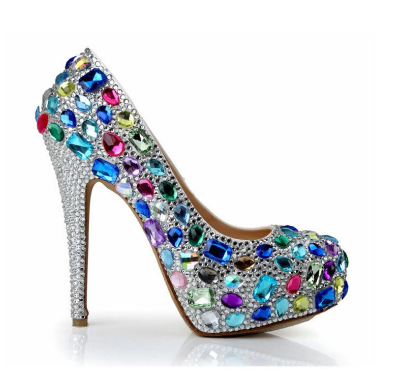 High End Wedding Shoes
 2018 Summer high end stained glass diamond ultra high