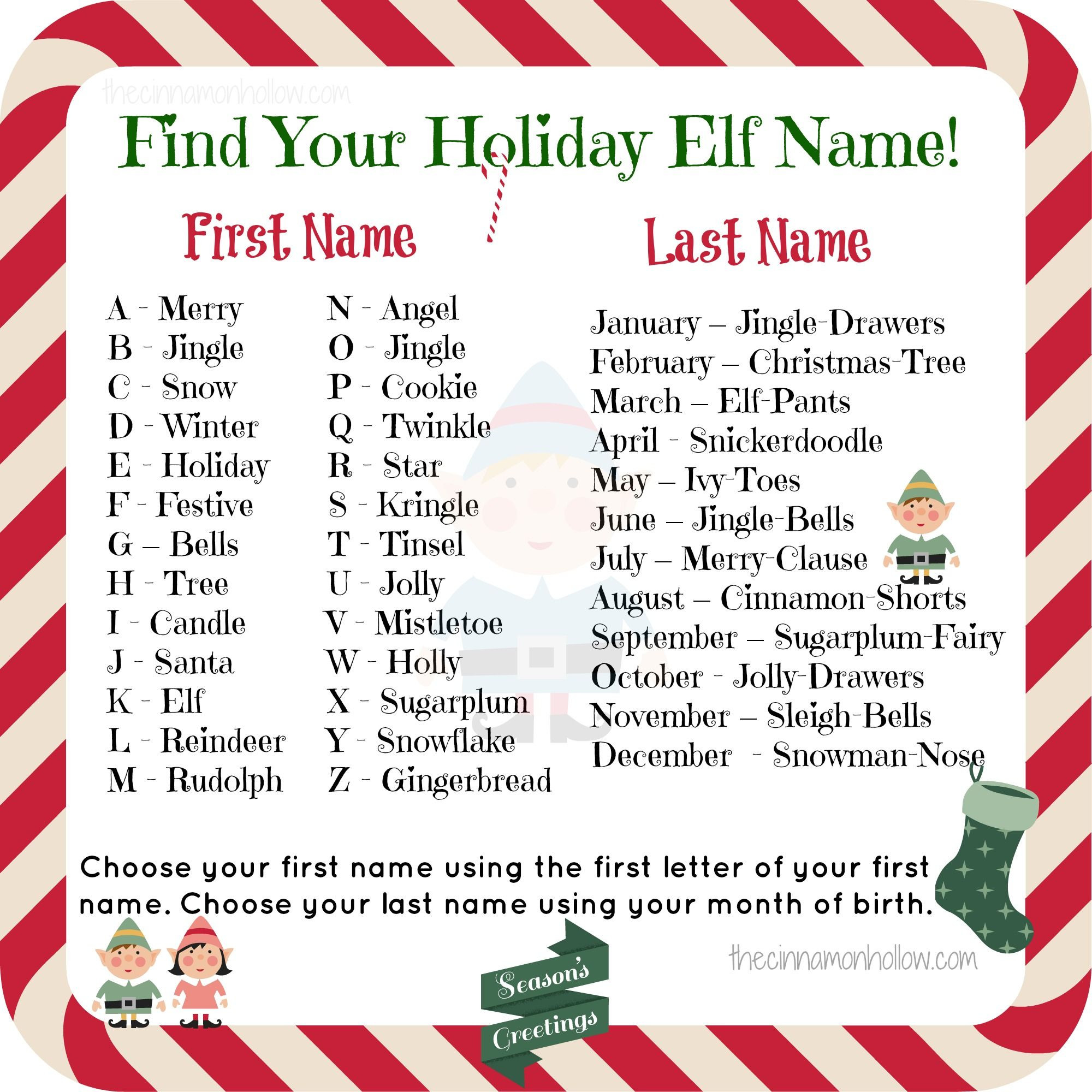 Holiday Party Name Ideas
 what is your elf name Google Search