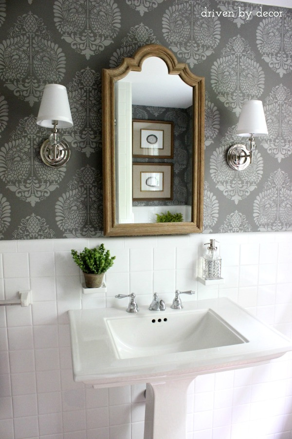 Home Decor Ideas Bathroom
 Powder room makeover idea using a stencil