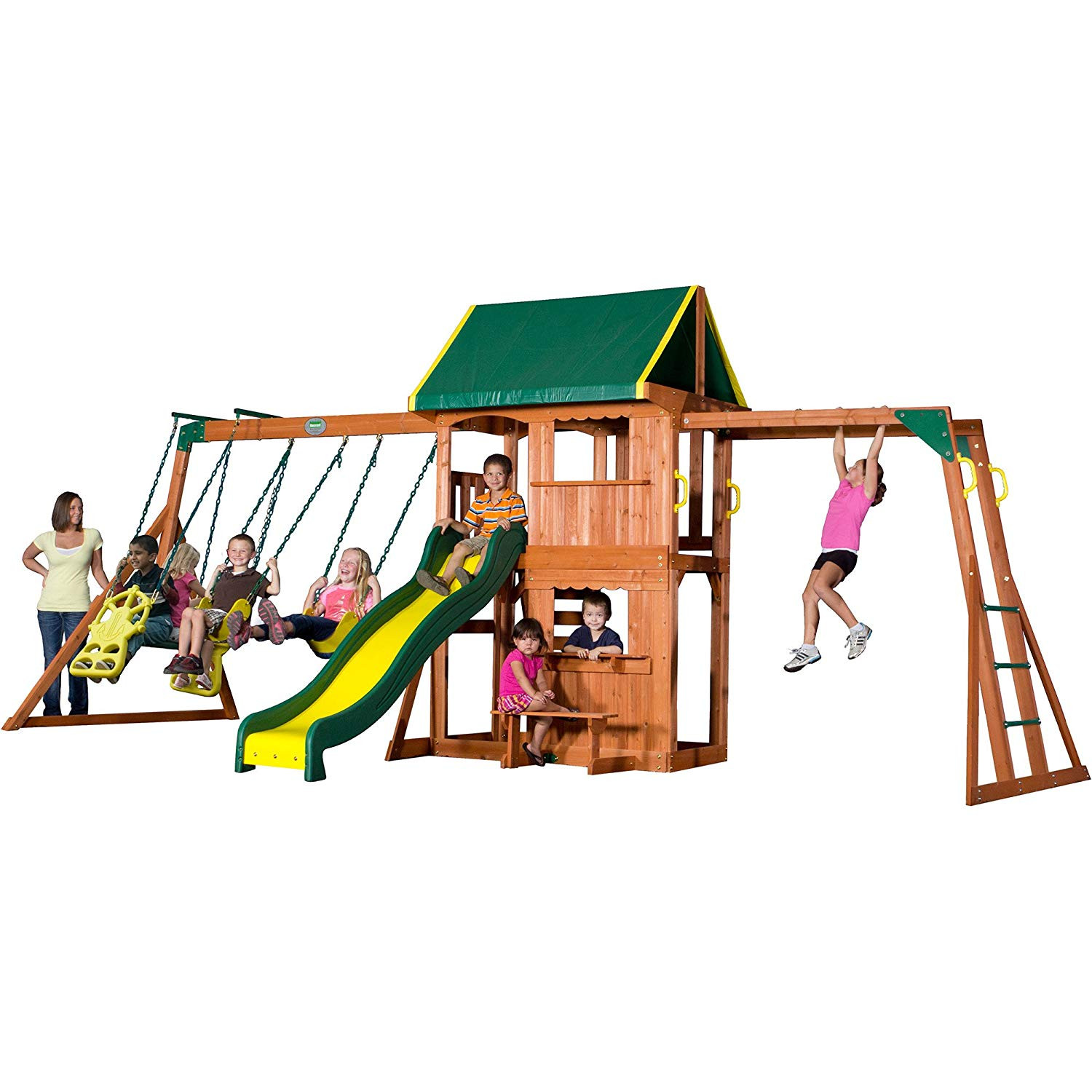 Home Depot Kids Swing Sets
 Outdoor Cedar Wooden Swing Set Kids Play Center Slide