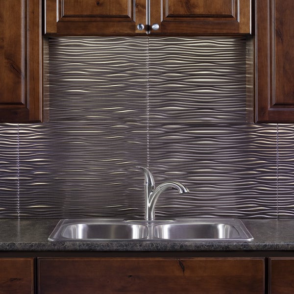 Home Depot Kitchen Backsplash Tile
 Shop Fasade Waves Brushed Nickel 18 in x 24 in