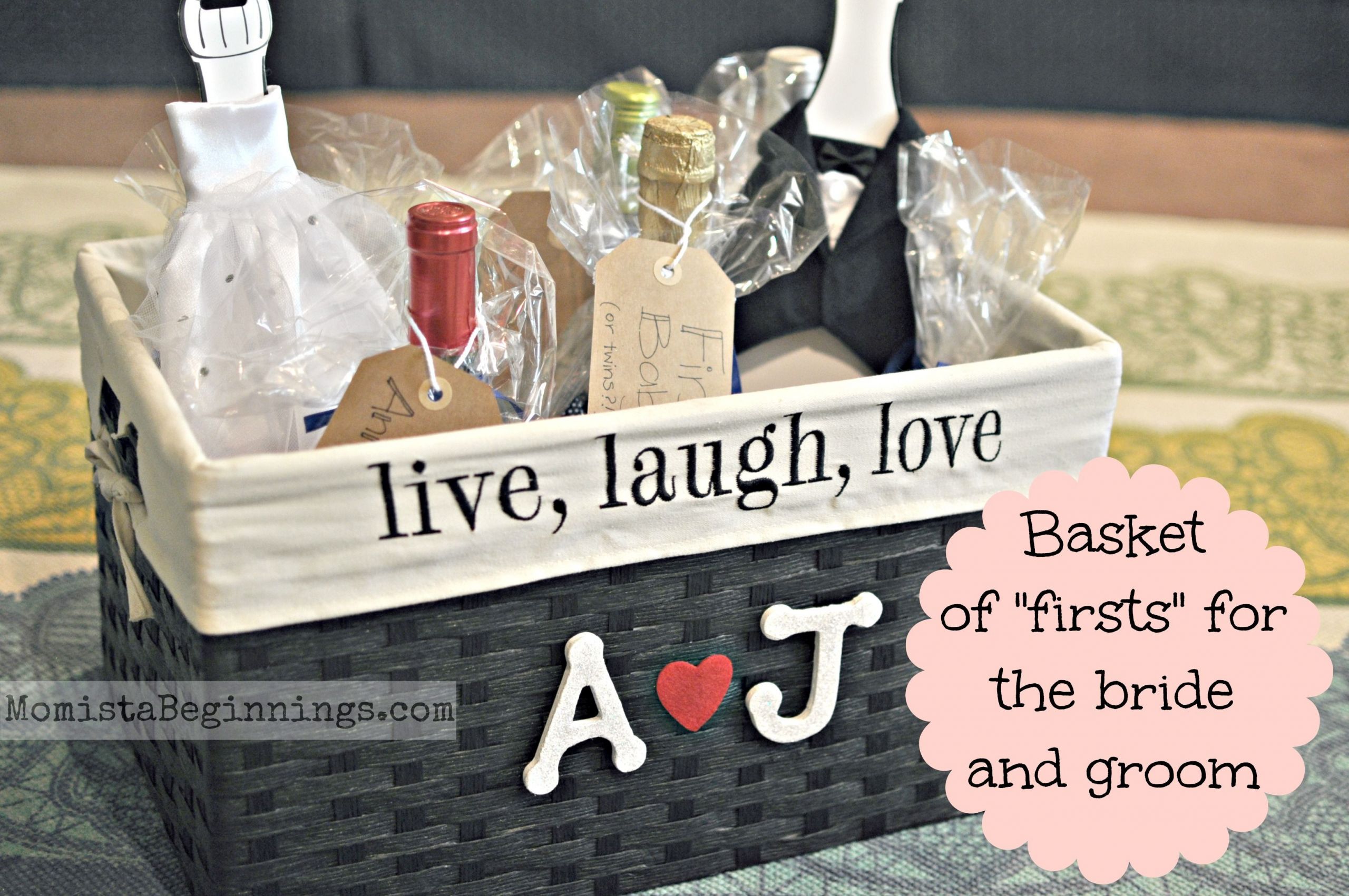 Homemade Wedding Gift Basket Ideas
 Basket of "firsts" bridal shower t This idea includes