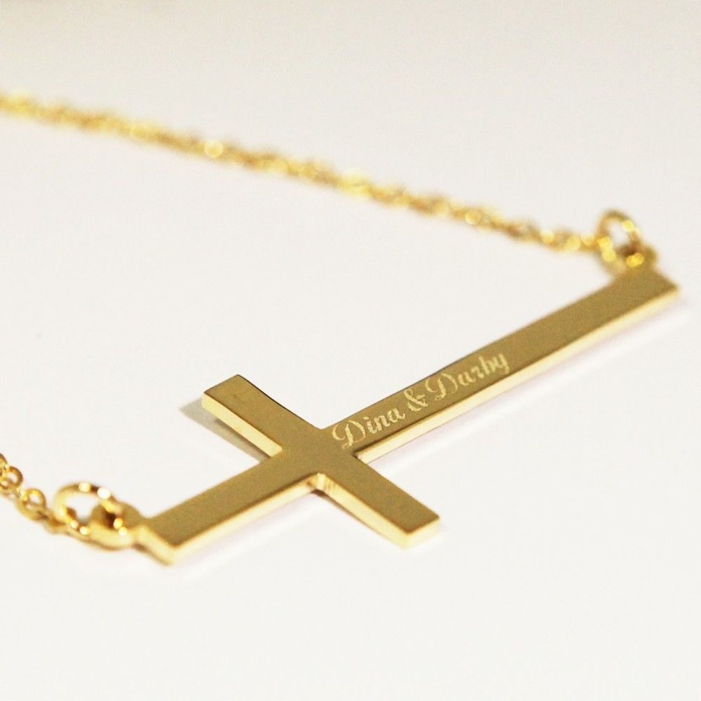 Horizontal Cross Necklace
 New Personalized Jewelry Horizontal Cross Pendant Name