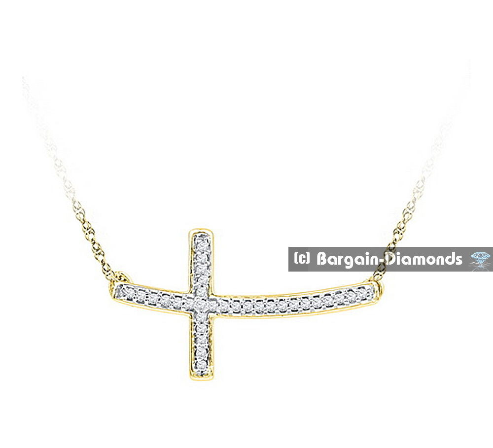 Horizontal Cross Necklace
 diamond 10 carat horizontal Christian cross 10K Gold 18