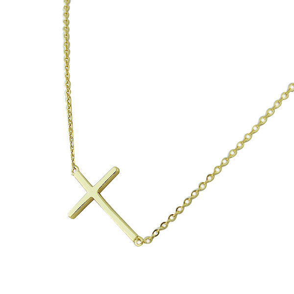 Horizontal Cross Necklace
 925 Sterling Silver Sideways Horizontal Cross Pendant