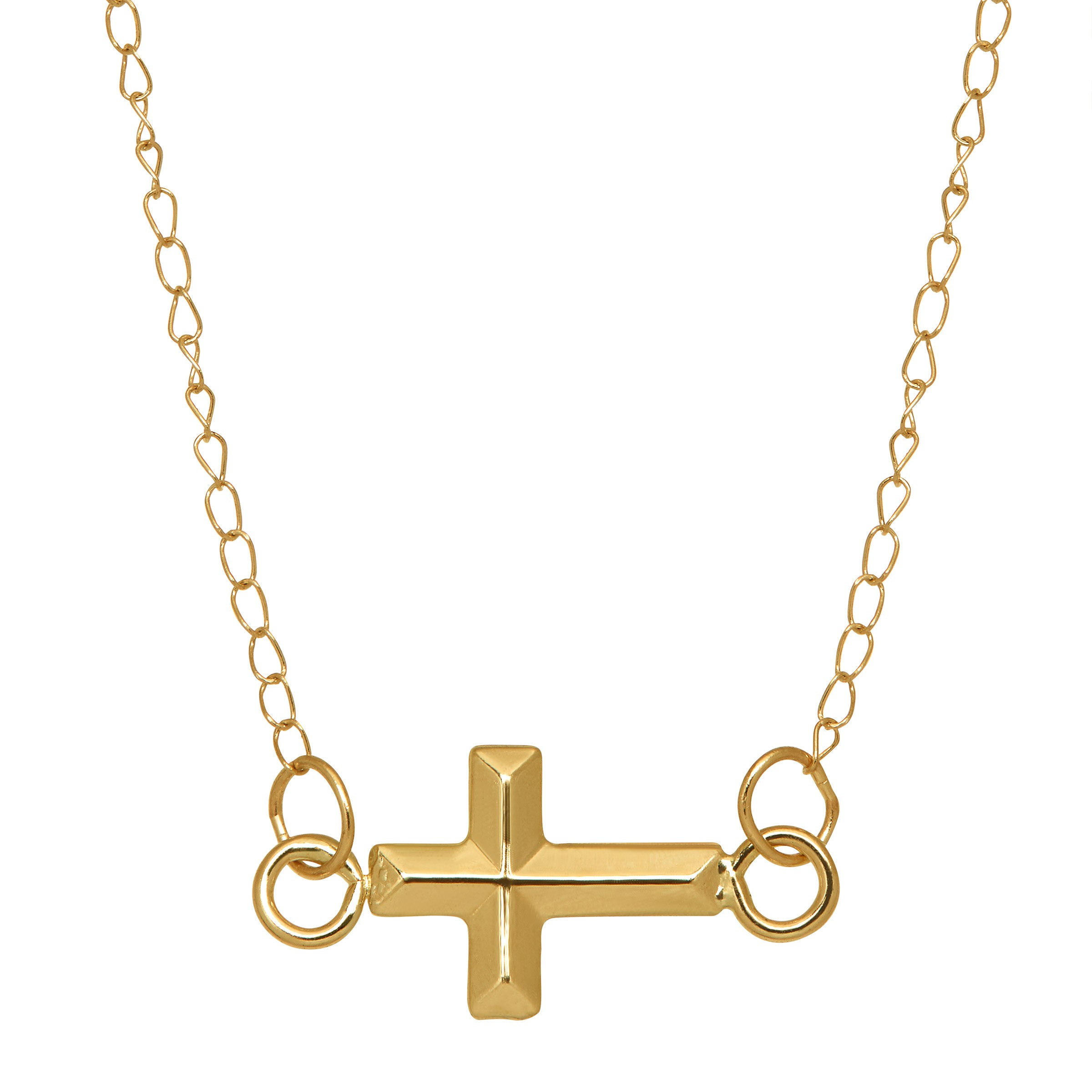 Horizontal Cross Necklace
 Eternity Gold Girl s Horizontal Cross Necklace in 14K Gold