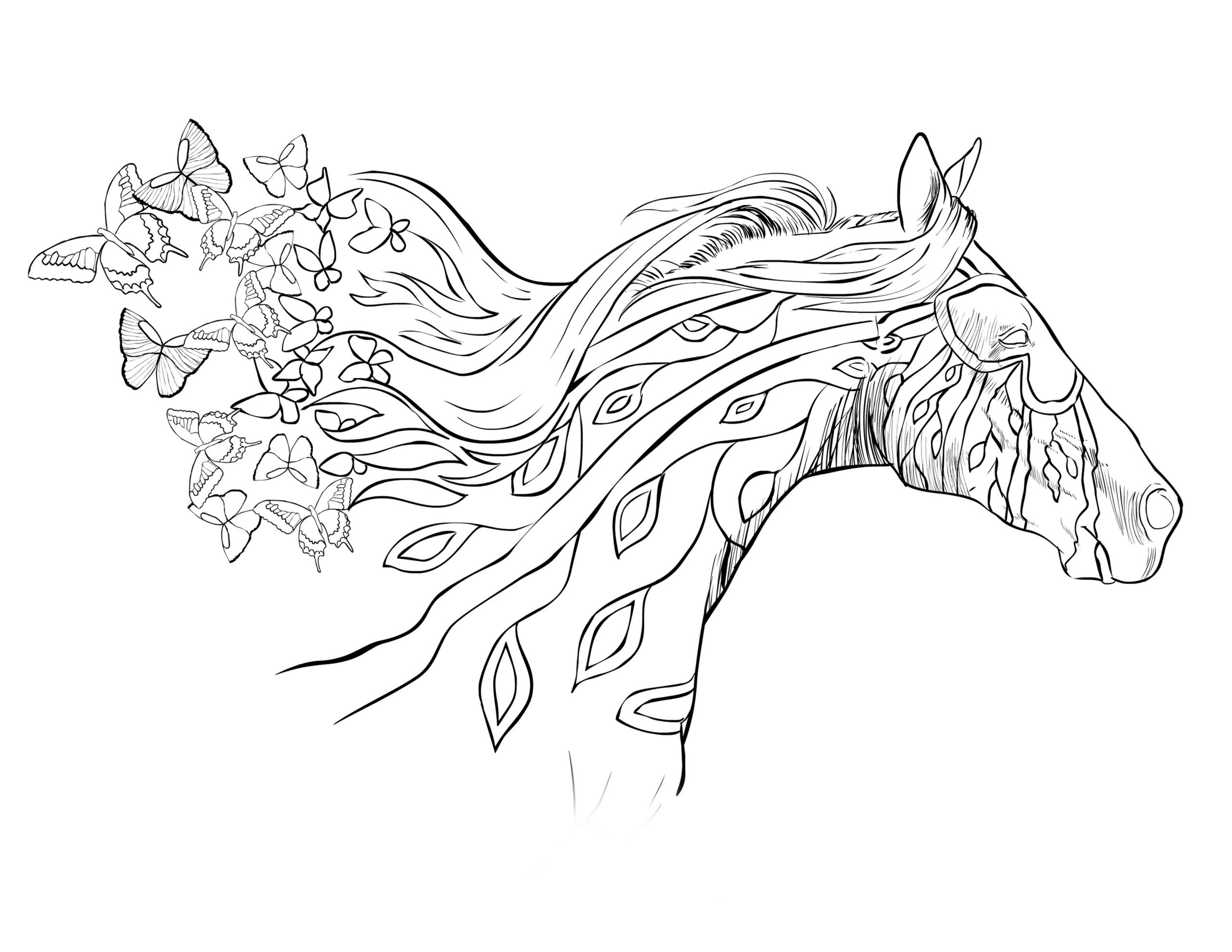Horse Coloring Pages For Adults
 running with the wind
