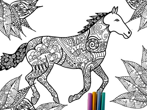 Horse Coloring Pages For Adults
 Items similar to Horse Coloring Page on Etsy