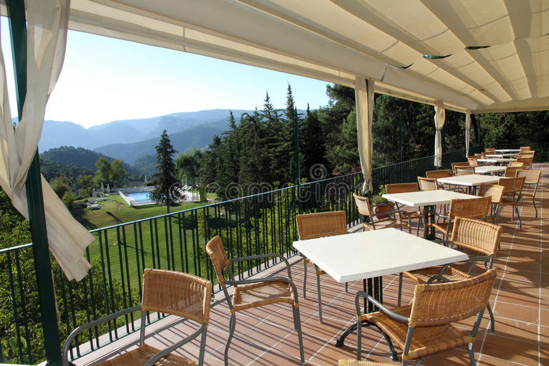 Hotel Terrace Landscape
 Terrace And Garden State Run Hotel In Cazorla Spain Stock