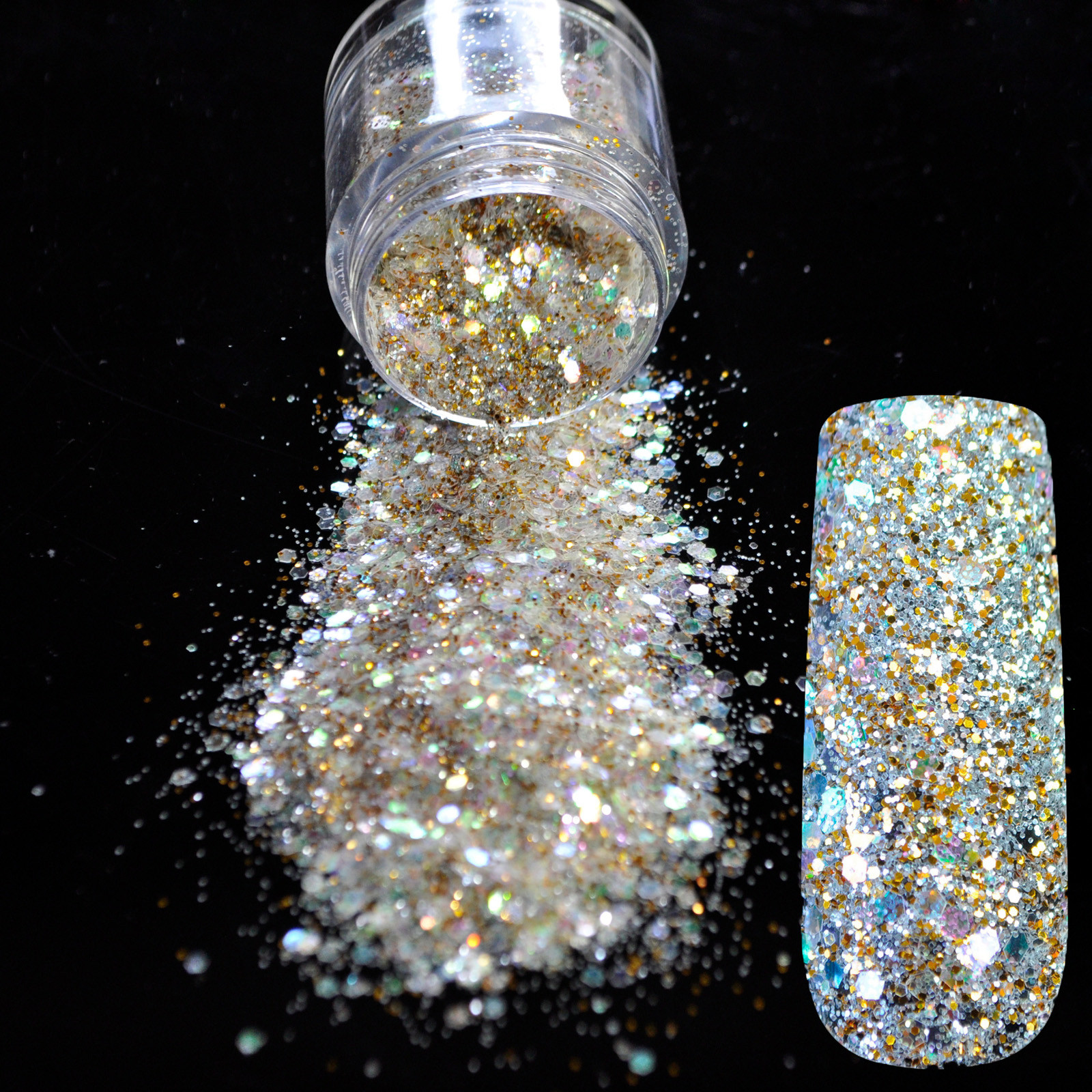 How To Apply Glitter Dust To Nails
 Shining Gold Colorful Nail Glitter Sequin White Glitter