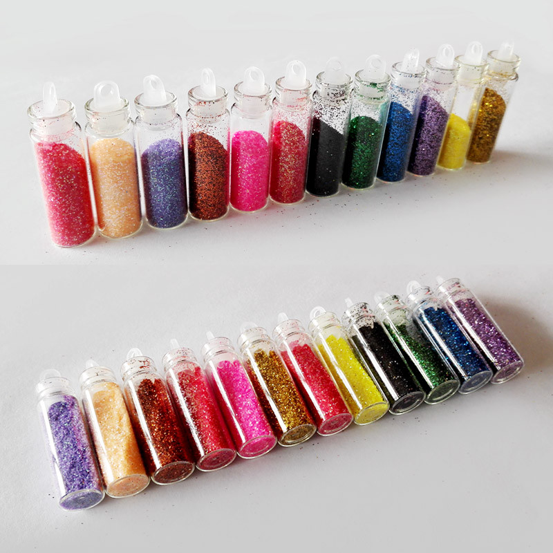 How To Apply Glitter Dust To Nails
 12 Color Acrylic Powder Glitter Polish Paillette Nail Art