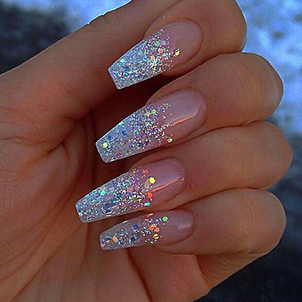 How To Apply Glitter Dust To Nails
 Gold Silver Laser Holographic Nail Glitter Powder