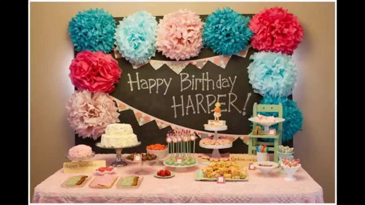 How To Decorate Birthday Party At Home
 Baby girl first birthday party decorations at home ideas