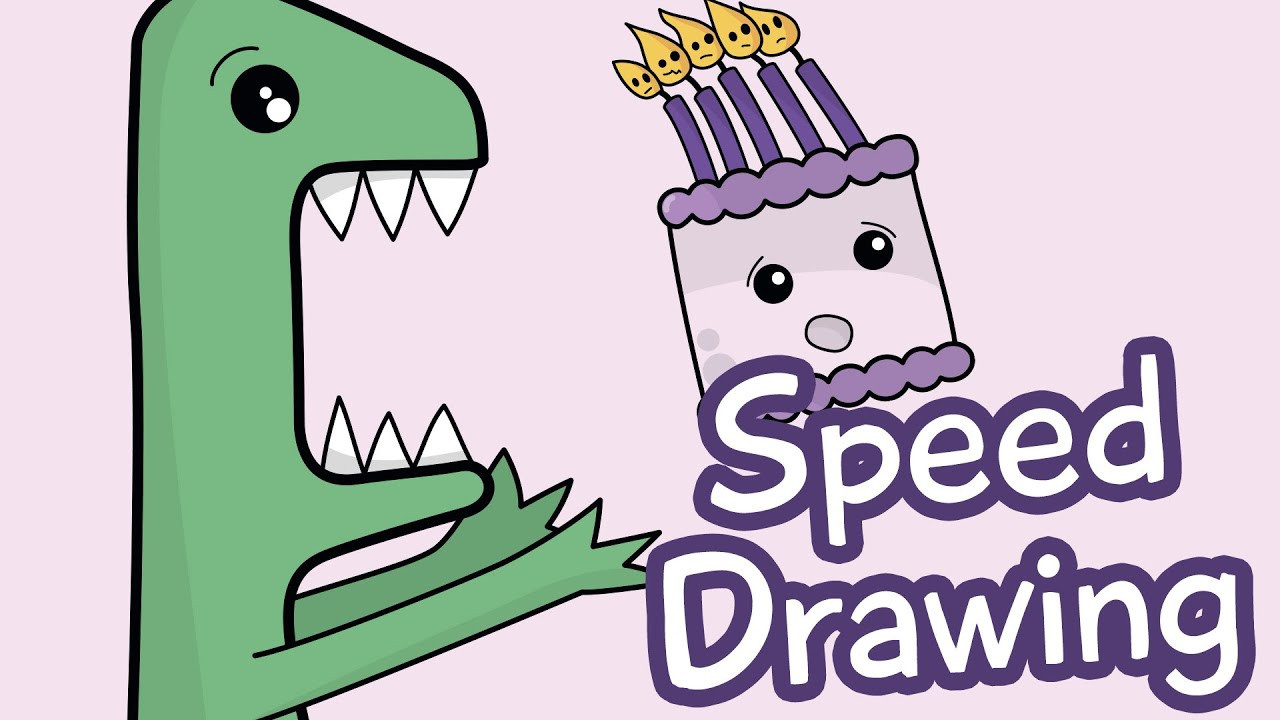 How To Draw A Birthday Card
 Speed Drawing How to Draw a Dinosaur Cute Birthday Card