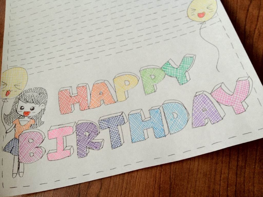 How To Draw A Birthday Card
 VEGGIE S WORLD ♡ Happy Birthday Card