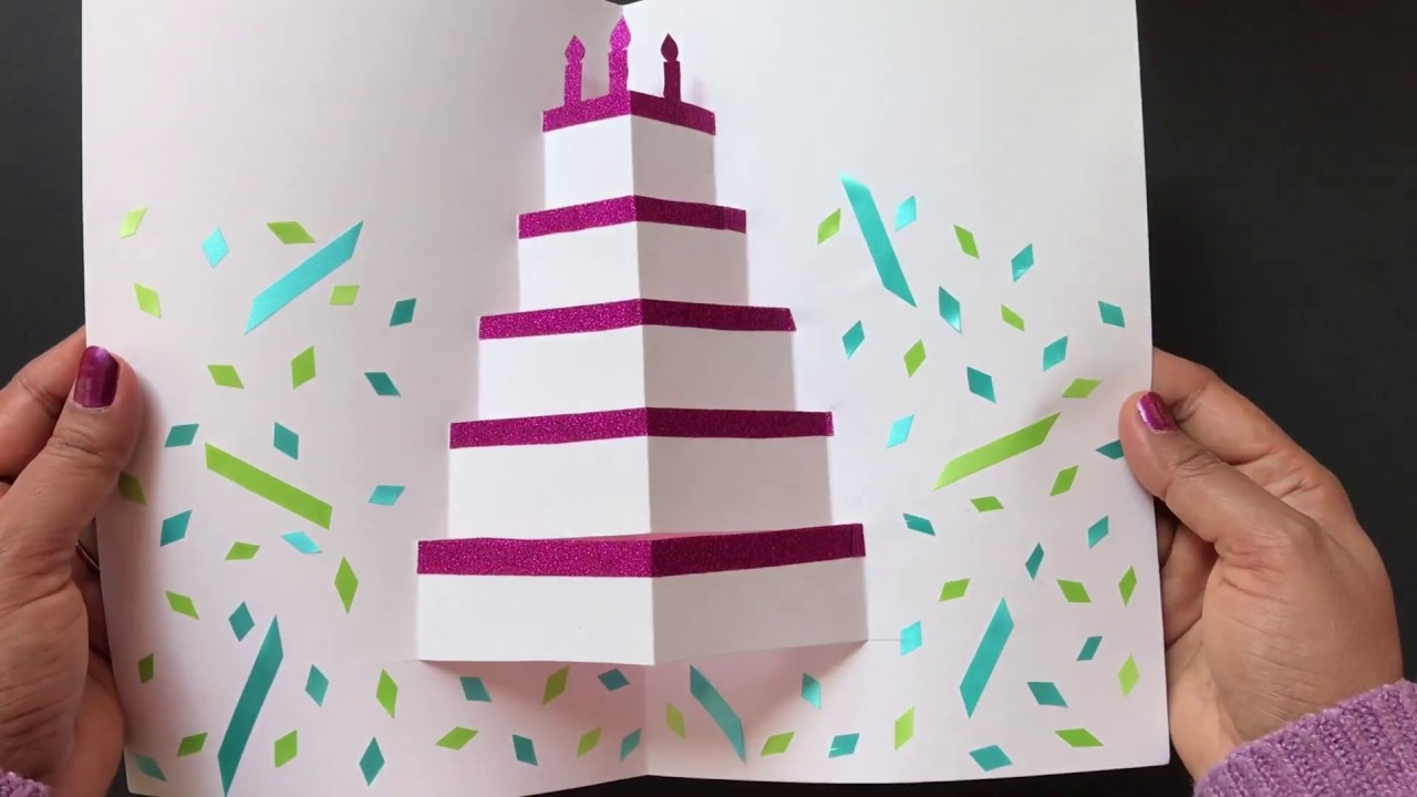 How To Draw A Birthday Card
 DIY Pop Up Cake Card Easy Birthday Card
