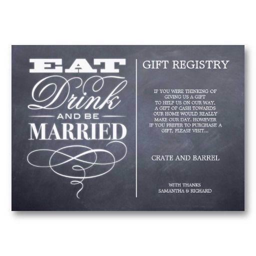 How To Register For Wedding Gifts
 Eat Drink And Be Married Wedding Gift Registry Cards
