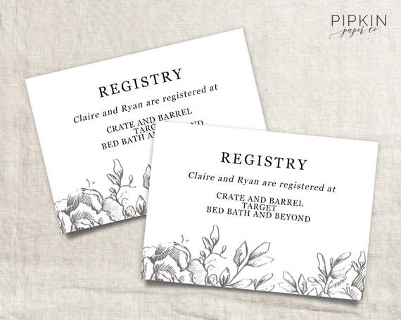 How To Register For Wedding Gifts
 Wedding Registry Card Wedding Info Card Download Registry