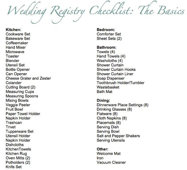 How To Register For Wedding Gifts
 Basic Wedding Registry Checklist