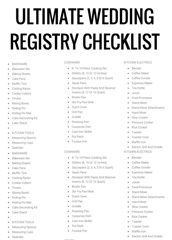 How To Register For Wedding Gifts
 wedding registry checklist