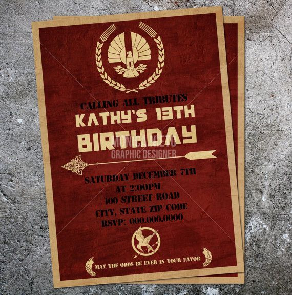Hunger Games Birthday Invitations
 Hunger Games Inspired Birthday Invitation