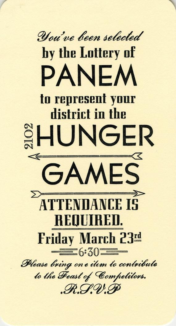 Hunger Games Birthday Invitations
 Items similar to Hunger Games Party Invitations 10