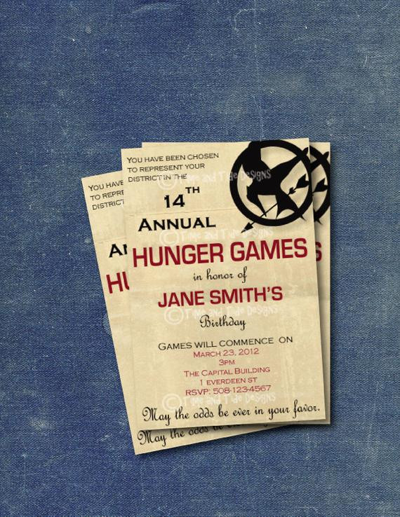 Hunger Games Birthday Invitations
 Items similar to Hunger Games Inspired DIY Printable