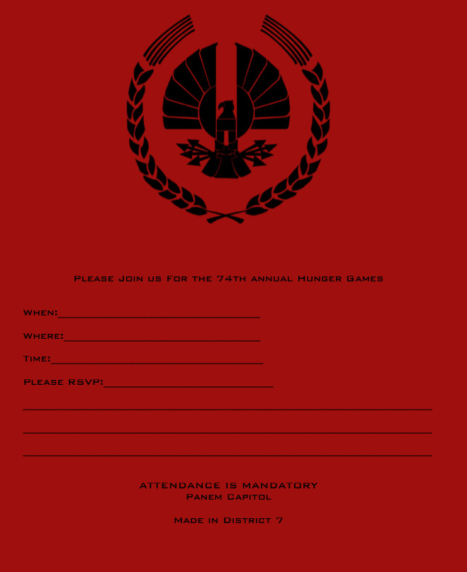 Hunger Games Birthday Invitations
 ♥ lipops hunger games party on a shoestring