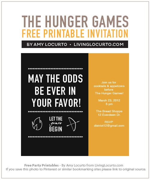 Hunger Games Birthday Invitations
 Hunger Games Party