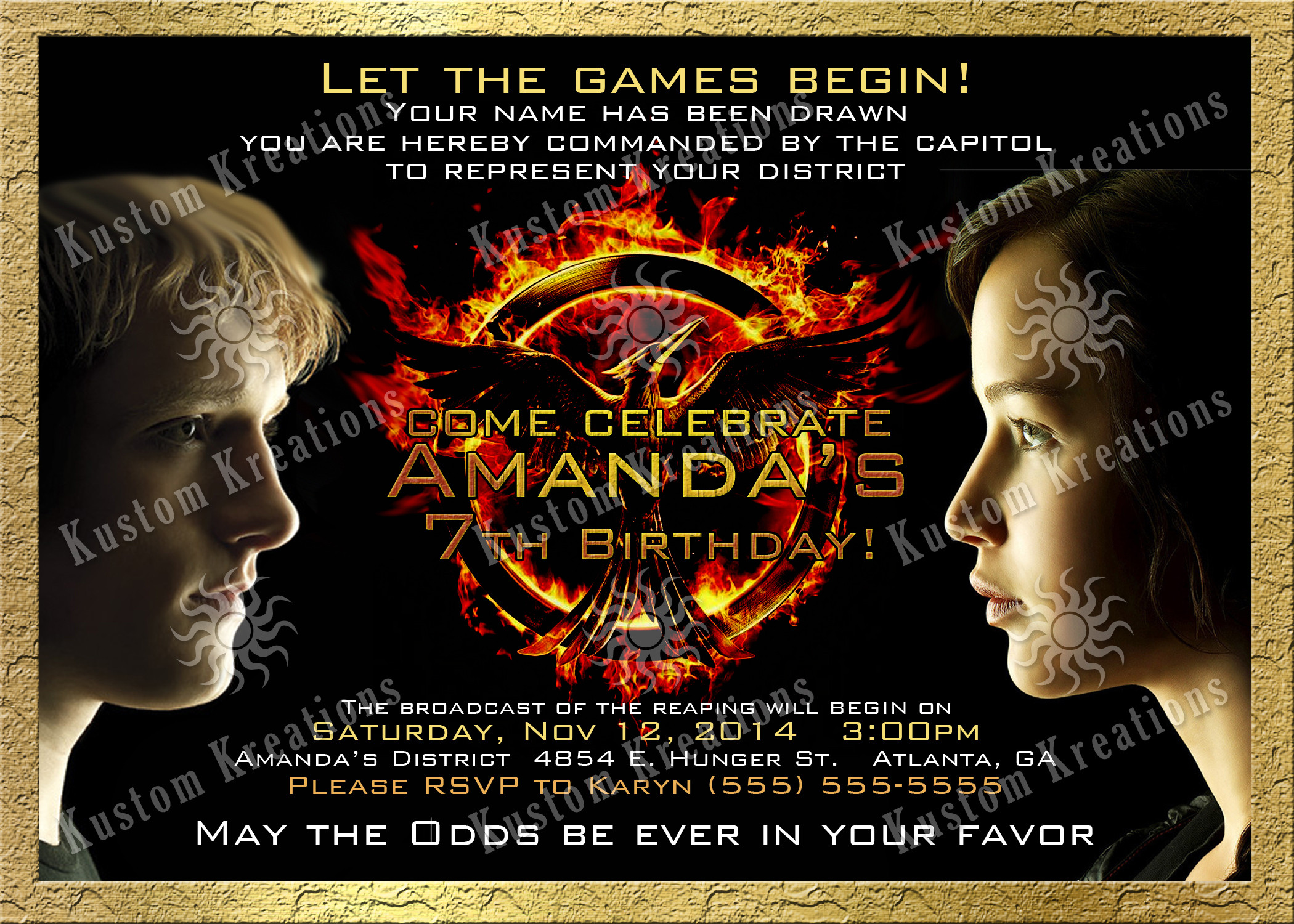Hunger Games Birthday Invitations
 Hunger Games Mockingjay 1 Birthday Invitation