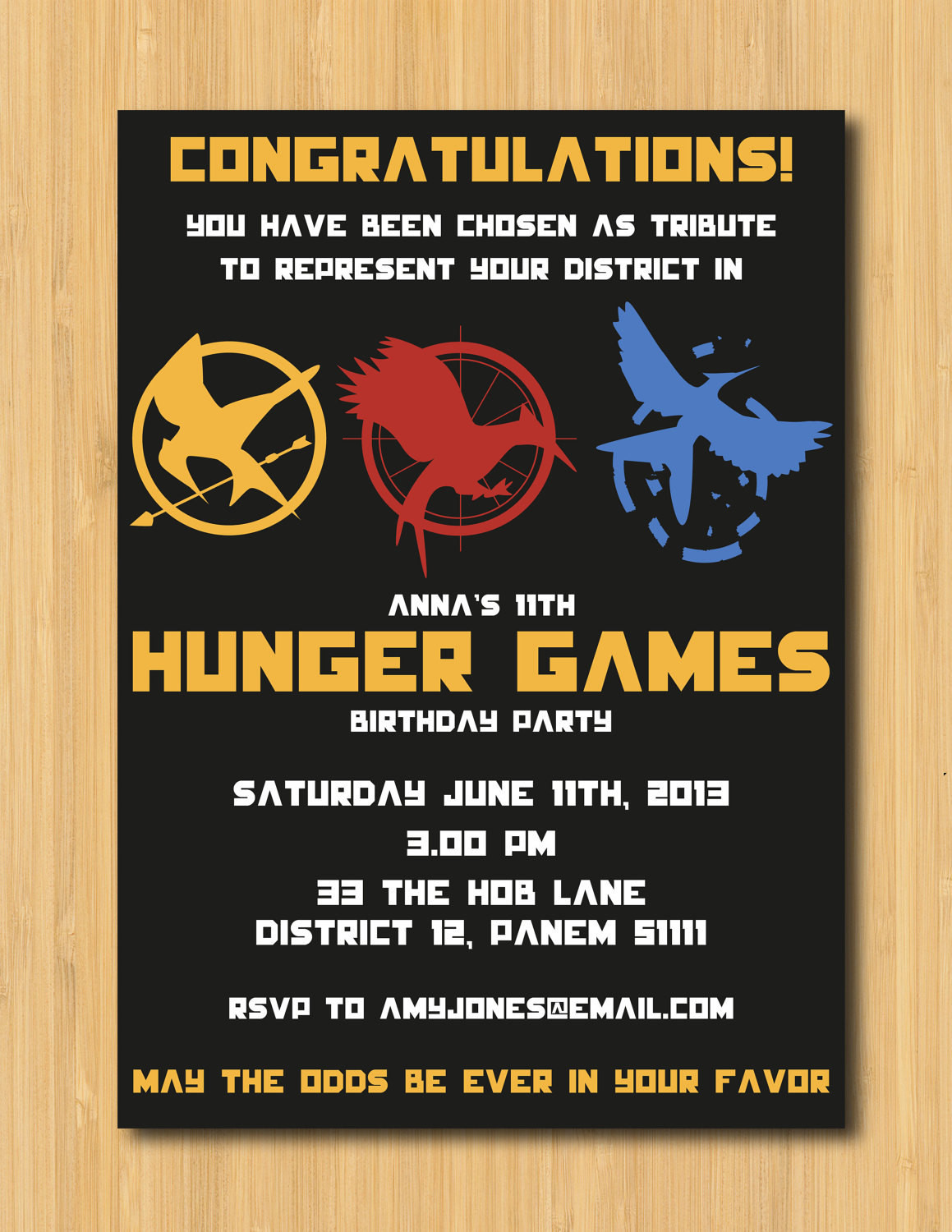 Hunger Games Birthday Invitations
 Hunger Games Printable Birthday Party Invitation
