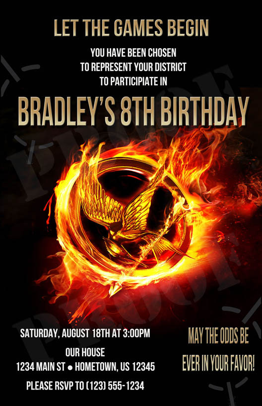 Hunger Games Birthday Invitations
 Personalized Invitations