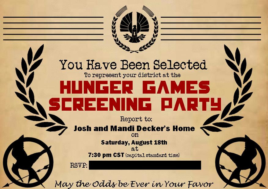 Hunger Games Birthday Invitations
 hunger games