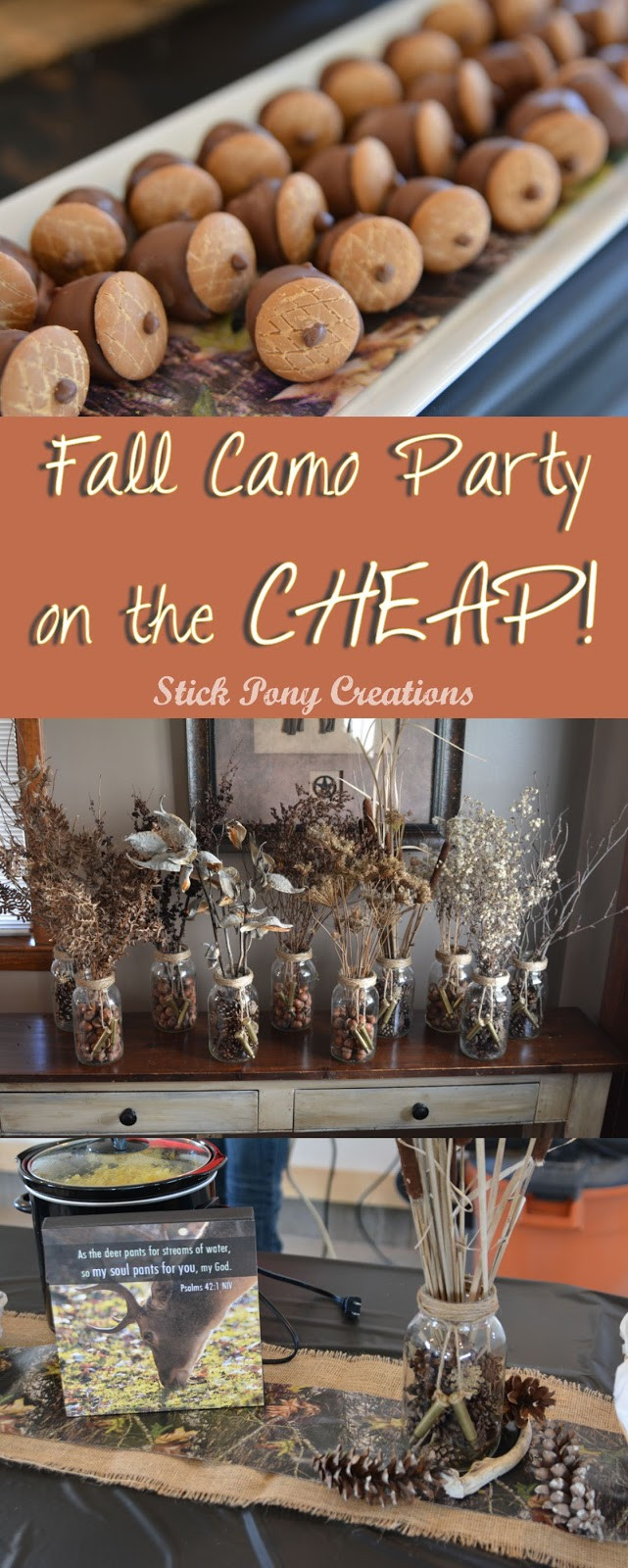 Hunting Birthday Party Ideas
 Stick Pony Creations Fall Camo Party on the CHEAP
