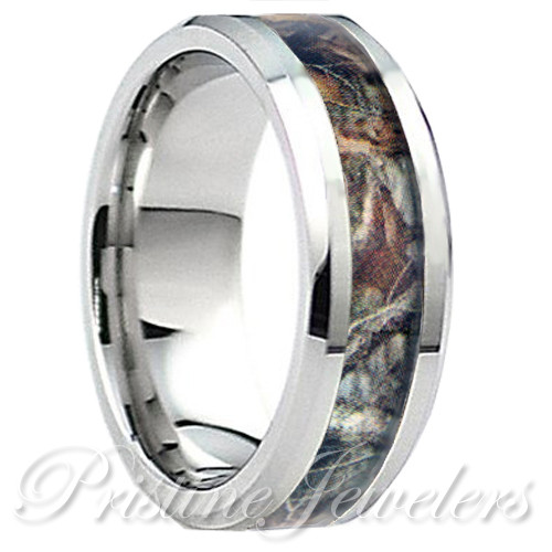 Hunting Wedding Bands
 Tungsten Real Oak Forest Camo Ring Brown Mossy Tree