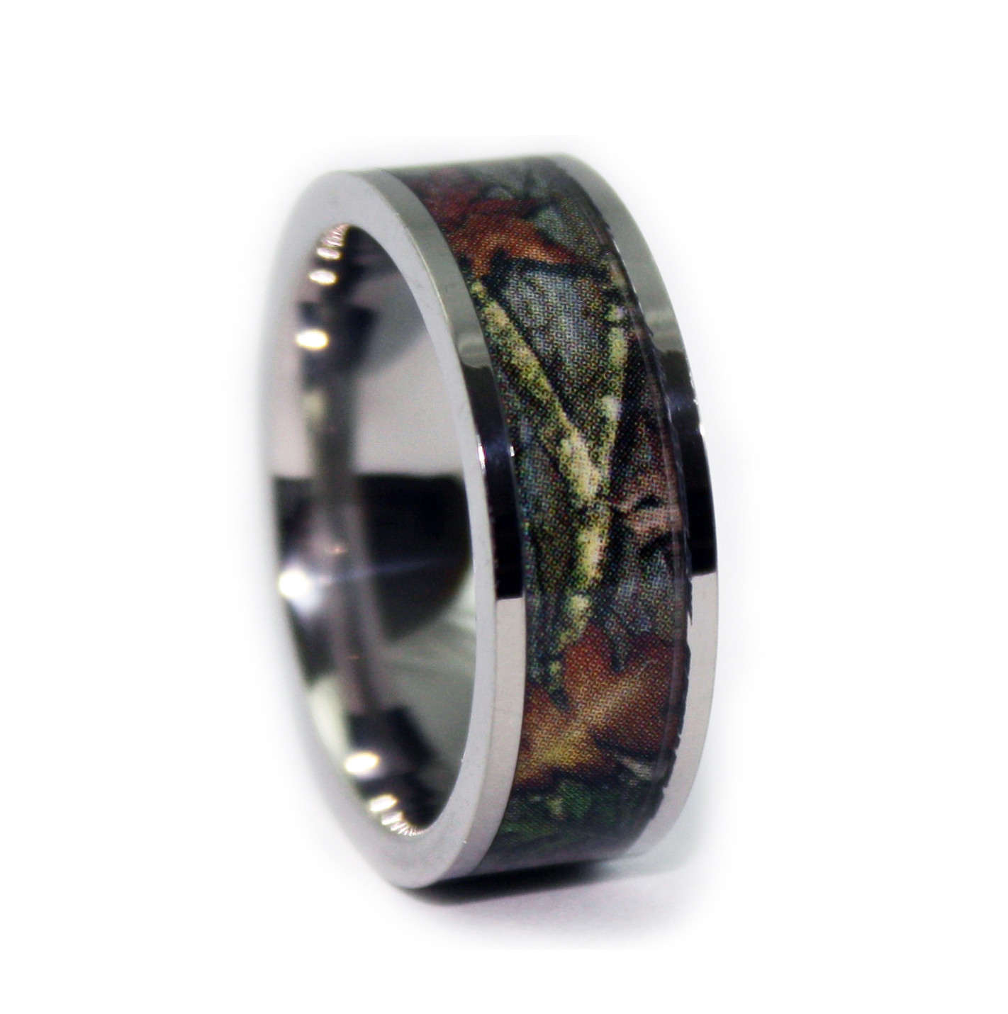 Hunting Wedding Bands
 Camo Wedding Rings Flat Titanium Ring Camouflage Band