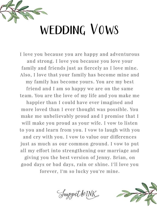 I Promise Wedding Vows
 Authentic and Playful Wedding Vows from Her to Him
